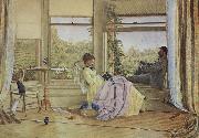 Emma Minnie Boyd Interior with figures,The Grange oil painting